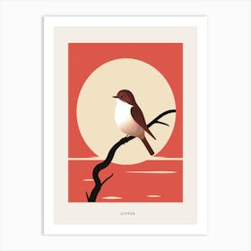 Minimalist Dipper 3 Bird Poster Art Print