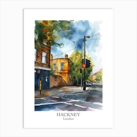 Hackney London Borough   Street Watercolour 4 Poster Art Print