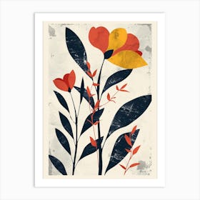 Botanical Tropical Leaves Groovy 9 Art Print