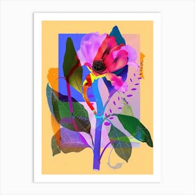 Everlasting Flower 1 Neon Flower Collage Art Print