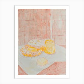 Pink Breakfast Food Crumpets 2 Art Print