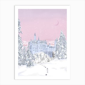 Pink Princess Castle Illustration Art Print