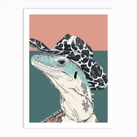 Lizard With A Cow Print Cowboy Hat Modern Abstract Illustration 5 Art Print