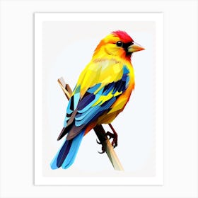 Colourful Geometric Bird American Goldfinch 2 Art Print