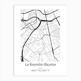 Le Kremlin Bicetre,France Minimalist Map Art Print