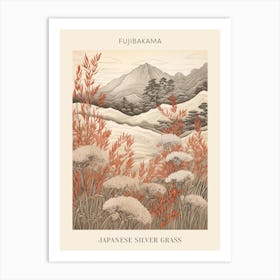 Fujibakama Japanese Silver Grass 1 Japanese Botanical Illustration Poster Art Print