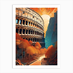 The Colosseum ROME ~ Futuristic Sci-Fi Trippy Surrealism Modern Digital Mandala Awakening Fractals Spiritual Artwork Psychedelic Colorful Cubic Abstract Universe Art Print