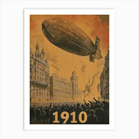 Aihrgdesign A Vintage Poster Of An Early Airship Soaring Abov 3d24b4b5 7959 4216 91f0 B92a95d59d30 3 Art Print