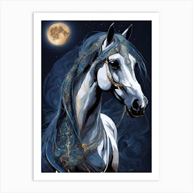 Horse With Moon Art Print