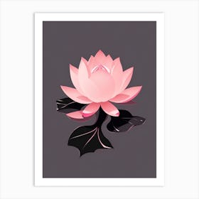 A Pink Lotus In Minimalist Style Vertical Composition 71 Art Print