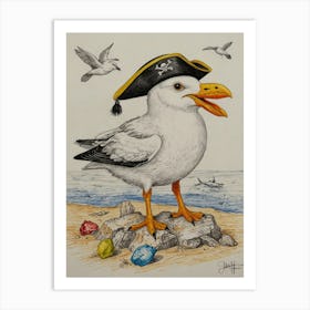 Seagull With Pirate Hat 4 Art Print