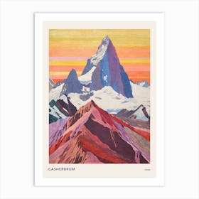 Gasherbrum China 1 Colourful Mountain Illustration Poster Art Print