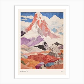 Cho Oyu Nepal 4 Colourful Mountain Illustration Poster Art Print