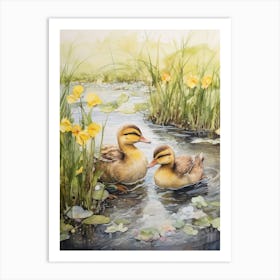 Mixed Media Ducks In The Pond 5 Art Print