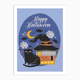 Happy Halloween Cat Art Print