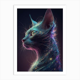 Galaxy Siam Cat Art Print