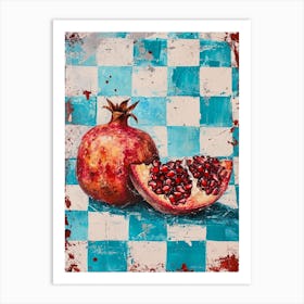 Pomegranate Checkered Blue  1 Art Print