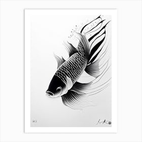 Kigoi Koi 1, Fish Minimal Line Drawing Art Print