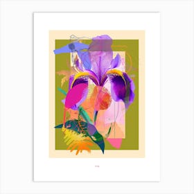 Iris 2 Neon Flower Collage Poster Art Print