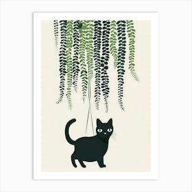 Cat Hanging From Ivy Art Print