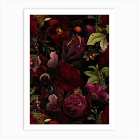 Dark Vintage Rose Garden Art Print