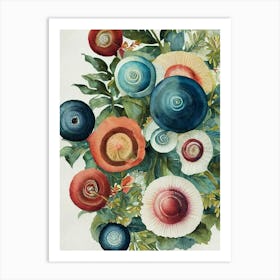 Snails Vintage Graphic Watercolour Art Print