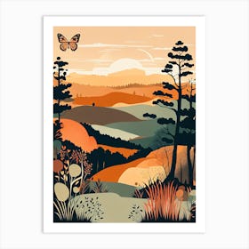 Butterfly Landscape Sunrise II Art Print