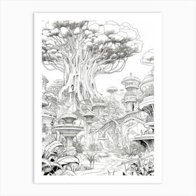 Pandora   The World Of Avatar (Disney S Animal Kingdom) Fantasy Inspired Line Art 1 Art Print