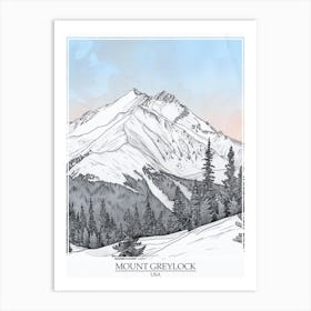 Mount Greylock Usa Color Line Drawing 2 Poster Art Print