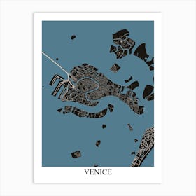 Venice Black Blue Art Print