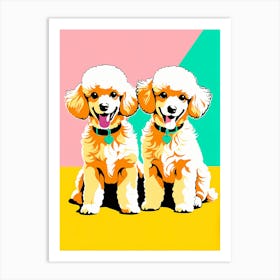 Poodle Pups, This Contemporary art brings POP Art and Flat Vector Art Together, Colorful Art, Animal Art, Home Decor, Kids Room Decor, Puppy Bank - 95th Art Print