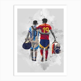 Lamine Yamal And Lionel Messi Art Print