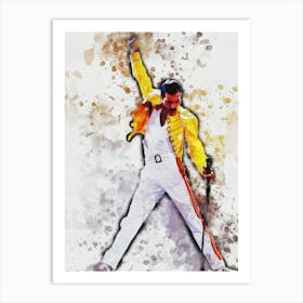 Smudge Of Portrait Freddie Mercury Yellow Jacket Art Print