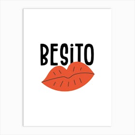 Printable Besitos Kiss Poster, Valentine's Day Wall Art, Love Gift for Her, French Language Decor, Emily in Paris Art Print