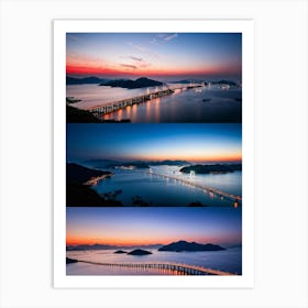 Time Lapse Photography Capturing The Transformation From Evening To Night Over The Seto Inland Sea 1 Art Print