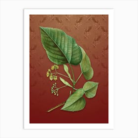 Vintage Linden Tree Botanical on Falu Red Pattern n.0223 Art Print