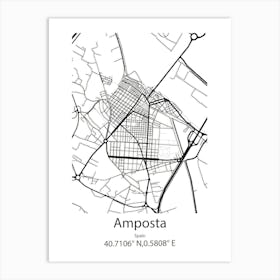 Amposta,Spain Minimalist Map Art Print