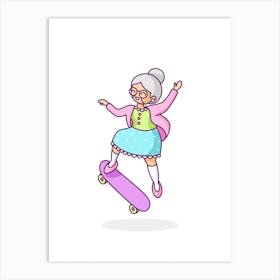 Skater Grandma Art Print