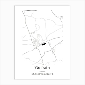 Grefrath,Germany Minimalist Map Art Print