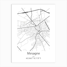 Mesagne,Italy Minimalist Map Art Print