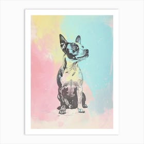 Pastel Basenji Dog Pastel Line Illustration  2 Art Print