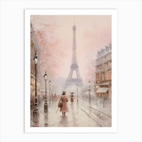 Dreamy Winter Painting Paris France 2 Art Print