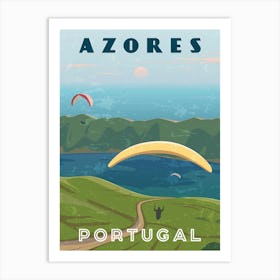 Azores, Portugal — Retro travel minimalist poster Art Print