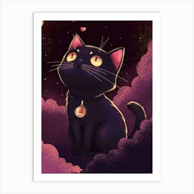 Black Cat In The Clouds Poster