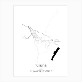 Kiruna,Sweden Minimalist Map Art Print