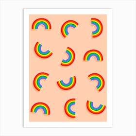 Rainbow Pattern on Orange Art Print