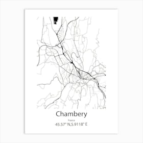 Chambery,France Minimalist Map Art Print