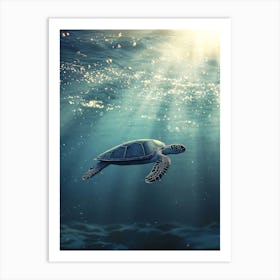 Sea Turtle In The Ocean. Generated AI. Art Print 2 Art Print