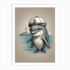 Sailor Dolphin Art Print