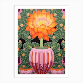 Mexican Style Cactus Illustration Lophophora Williamsii Cactus 1 Art Print